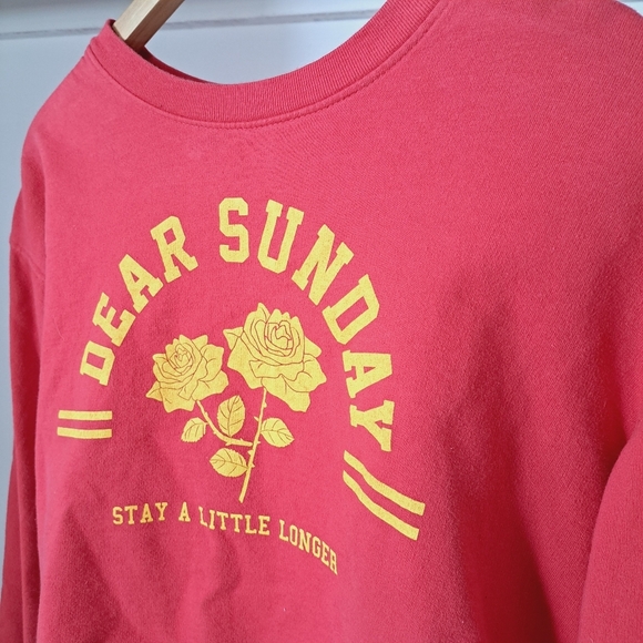 Freeze | Red & yellow preppy cropped womens sweater "dear Sunday" - Picture 4 of 9